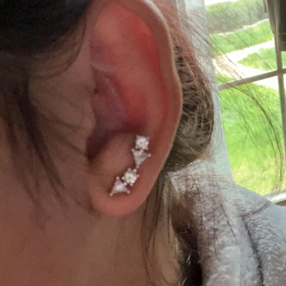 Neiman Marcus 14K Gold Plated Geometric Crawler Earrings - Picture 3 of 5